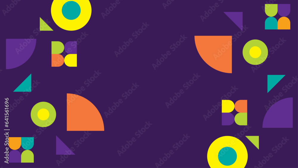 Orange purple and green modern geometric background with shapes