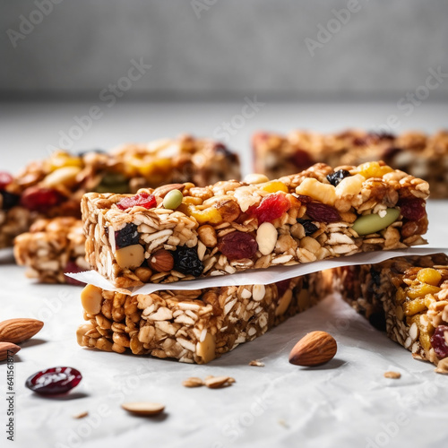 Healthy homemade Trail Mix Granola Bars with real fruit raisins berries and oats