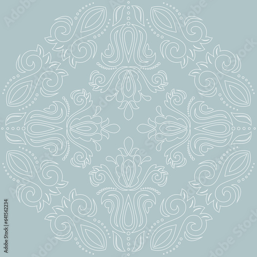 Classic seamless pattern. Damask light blue and white orient ornament. Classic vintage background. Orient ornament for fabric  wallpapers and packaging