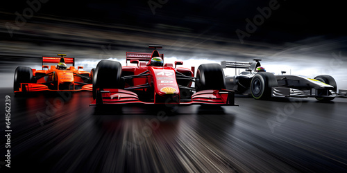 international F1 race track with a F1 race cars racing,  speeding fast motion blur © sam