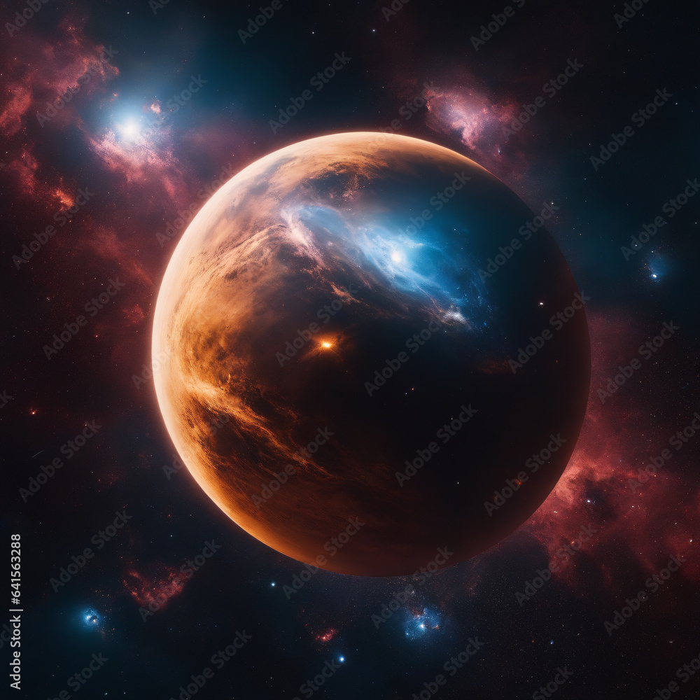 Planets and galaxy, science fiction wallpaper. Beauty of deep space. 
