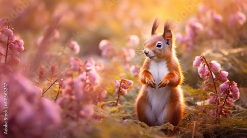 Squirrel at autumn field