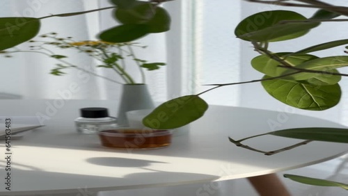 観葉植物とカフェテーブル