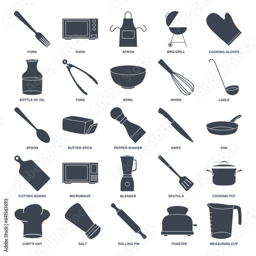 Cooking  icon set, Included icons as Knife, Bowl, Blender and more symbols collection, logo isolated vector illustration