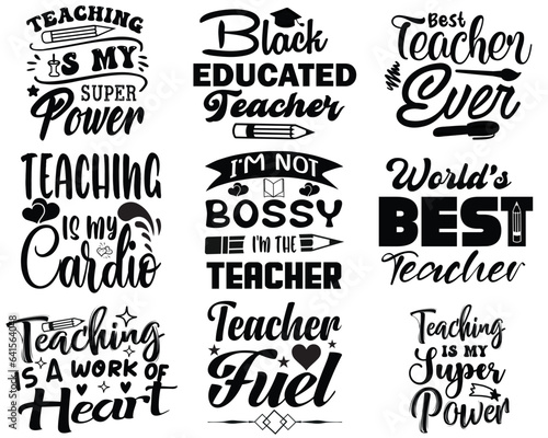 Teacher T shirt Design Bundle, Vector Teacher T shirt design, Teacher's Day shirt, Teacher typography T shirt design Collection, teachers day svg design. 