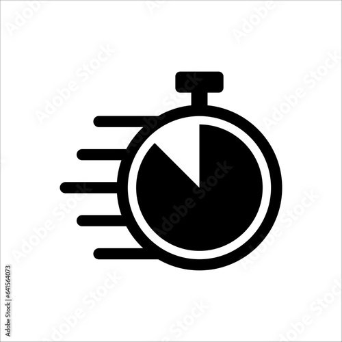 quick time icon, fast deadline, rapid line symbol on white background