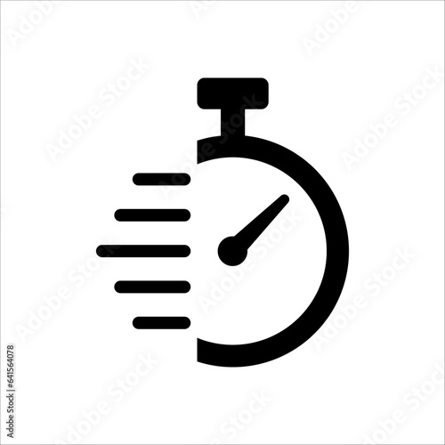 quick time icon, fast deadline, rapid line symbol on white background