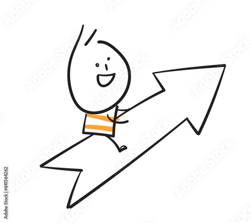Up, improve, level up, Collection of hand drawn business worker icons. Vector illustration.	