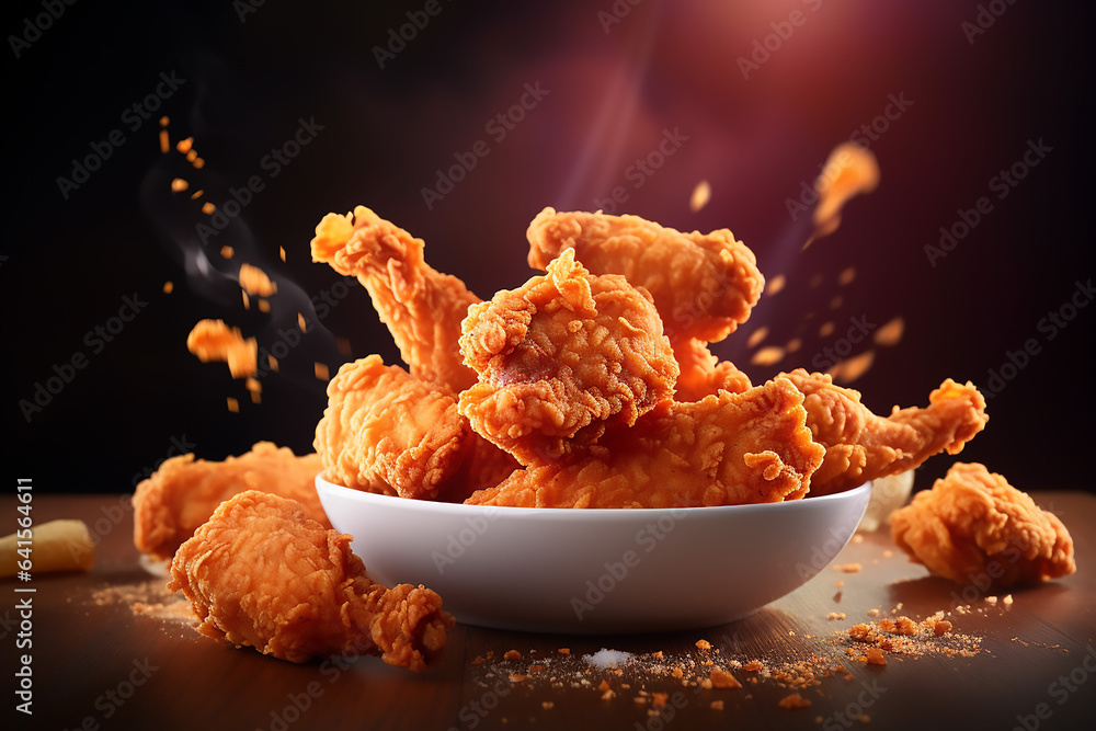 fried chicken on a plate, fast food, ai, ai generated, generated, ai generative, generative
 - obrazy, fototapety, plakaty 