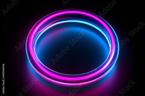 Neon Ring Pink Blue, Abstract background, Generative AI