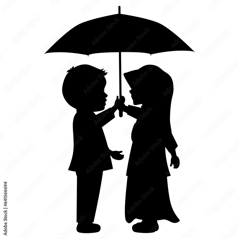 cute little boy and girl silhouette cute little boy and girl silhouette