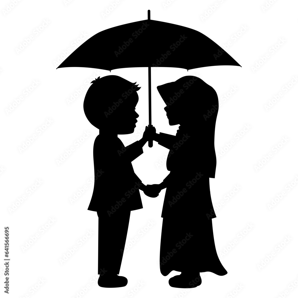 cute little boy and girl silhouette cute little boy and girl silhouette