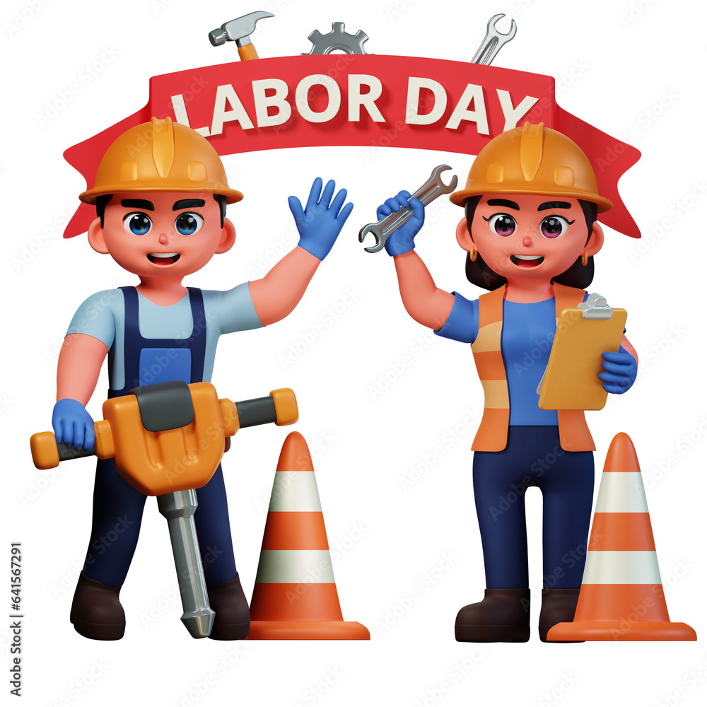 3D Character Illustration Labor Day 3D Character Illustration Labor Day