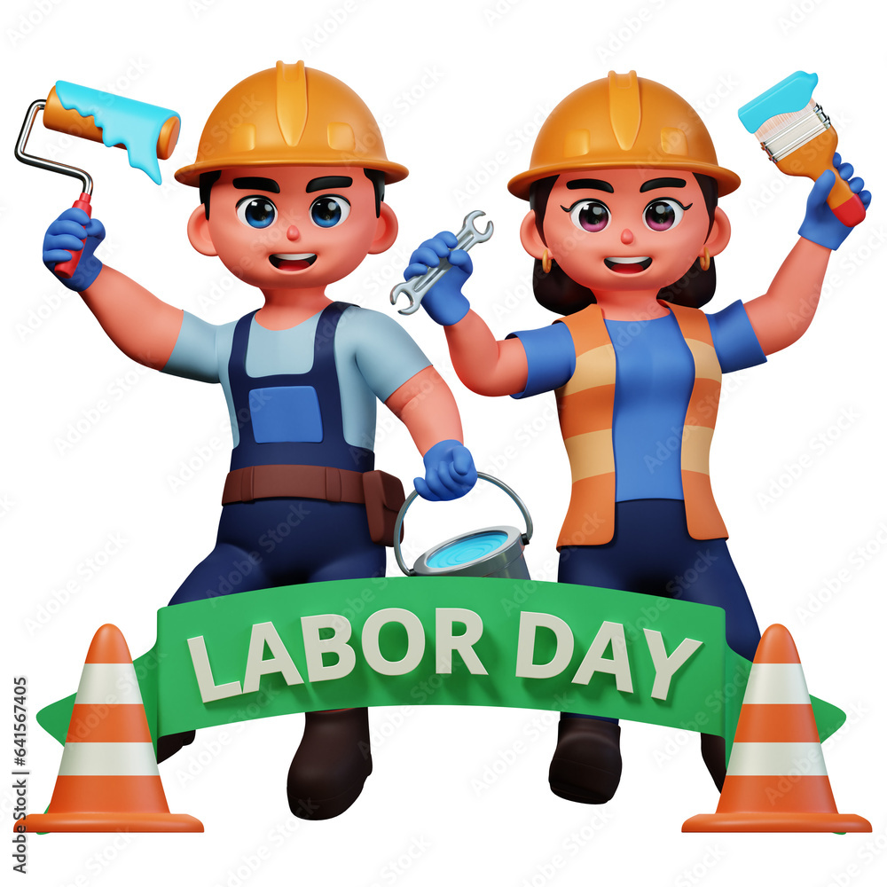 Fototapeta premium 3D Character Illustration Labor Day