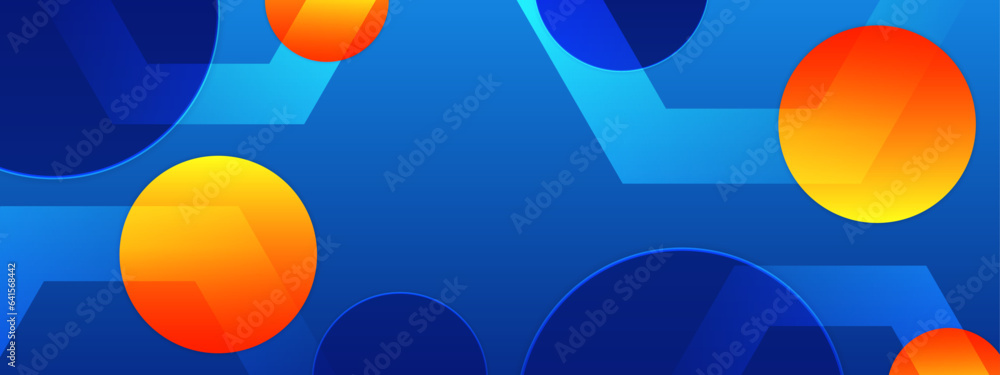 Blue and orange modern abstract geometric banner with shapes Blue and orange modern abstract geometric banner with shapes
