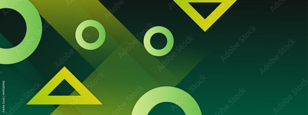 Green and yellow modern abstract geometric banner with shapes Green and yellow modern abstract geometric banner with shapes