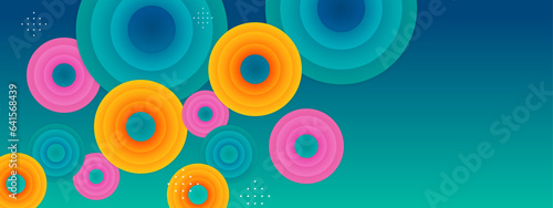 Green pink and orange modern abstract geometric banner with shapes