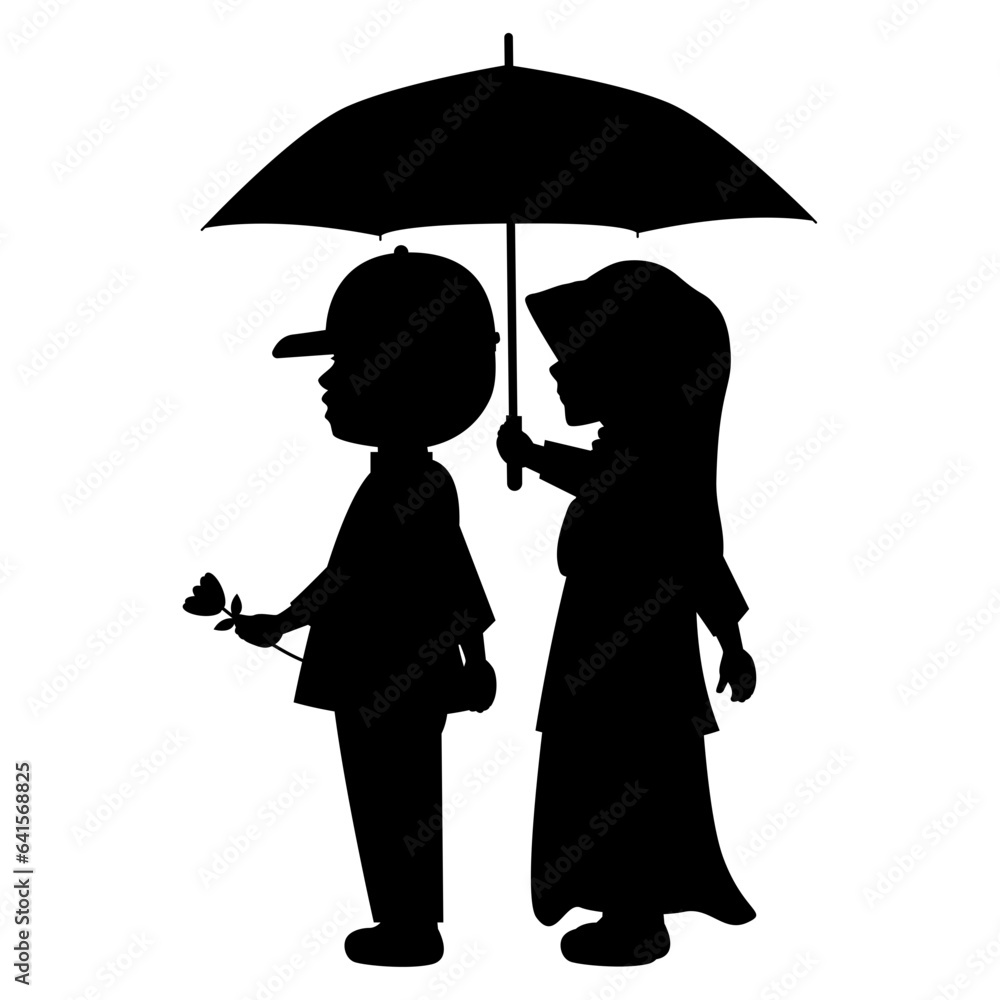 cute little boy and girl silhouette cute little boy and girl silhouette