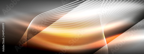 Glowing neon wave abstract background - vibrant, luminescent waves pulsate in a captivating and electrifying display