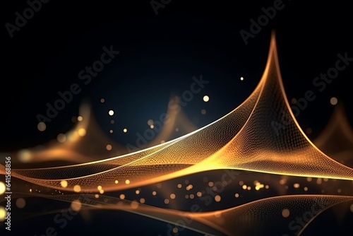 abstract futuristic background with gold flames, Generative AI