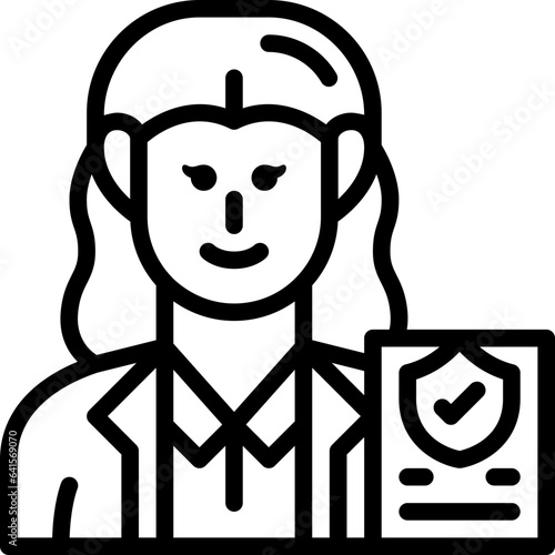 woman insurer line icon