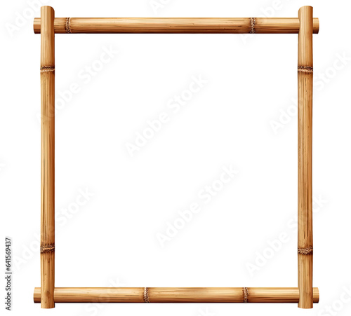 Illustration of square bamboo frame isolated on transparent background © Aleksandr Bryliaev