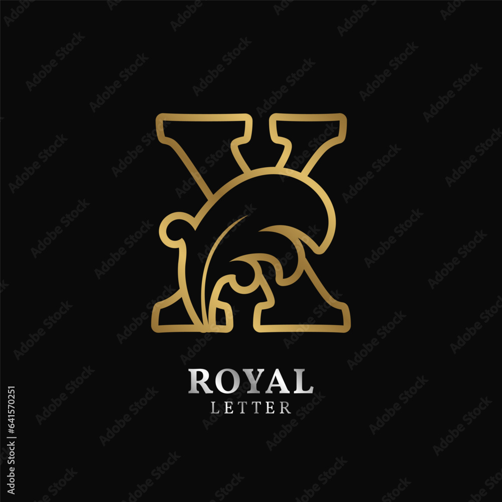 letter X floral luxurious outline style initial vector design letter X floral luxurious outline style initial vector design