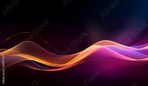 abstract futuristic background with gold pink blue glowing neon moving high speed wave lines and bokeh lights. Data transfer concept Fantastic wallpaper, Generative AI