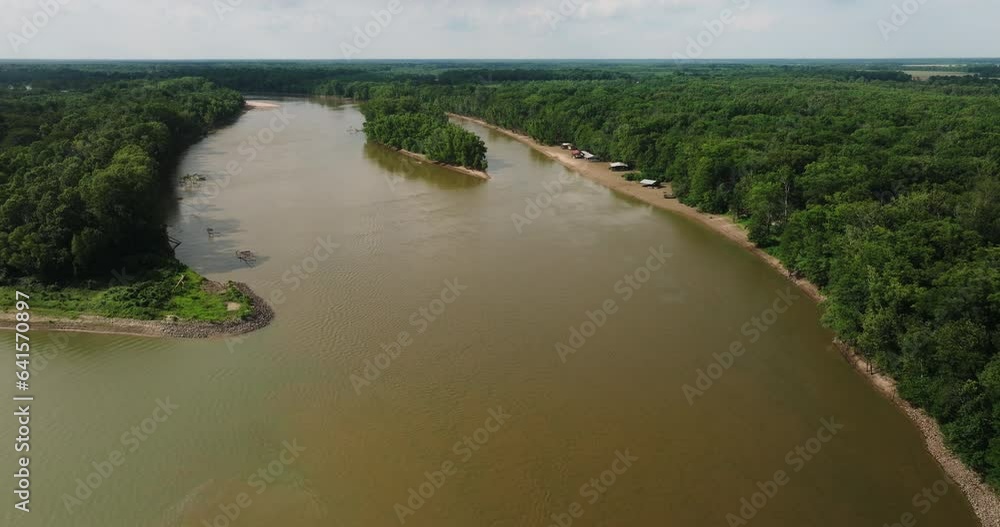 Highway Bridge And White River In Arkansas, USA - aerial shot Highway Bridge And White River In Arkansas, USA - aerial shot