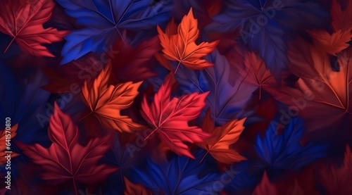 Autumn colorful leaves with beautiful rain or dew drops  generative ai.