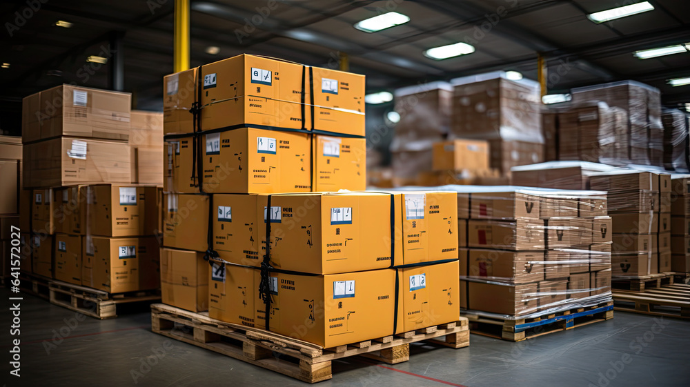 pallet and box stacking a lot in warehouse generative ai pallet and box stacking a lot in warehouse generative ai