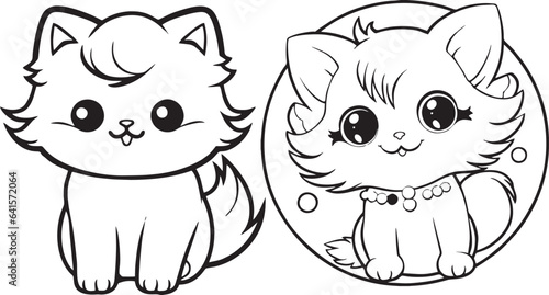 persian cat and animals Black and White Cartoon Illustration of Cute Animal Characters Group Coloring Book