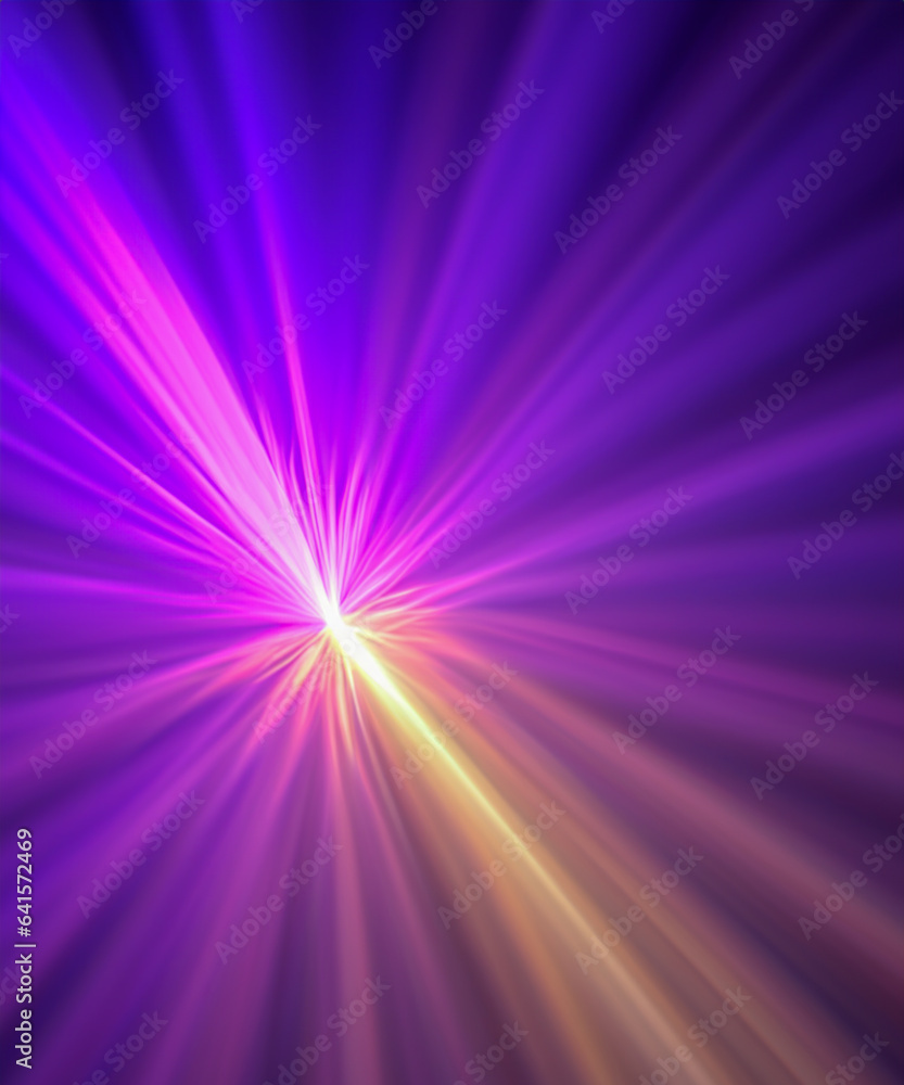Obraz premium Iridescent sparkling glow. Led neon purple pink gold glowing. Refraction of rays through a prism.