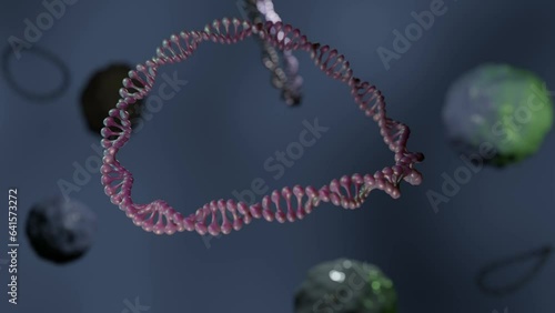 multi plasmids found in bacteria and some other microscopic organisms floating and moving around animation 3d rendering photo