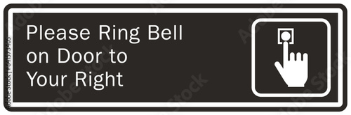 Ring bell sign and labels please ring bell on door to your right