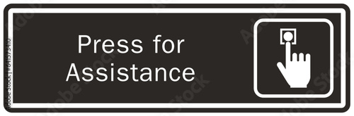 Ring bell sign and labels press for assistance