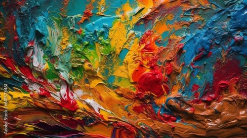 Oil Paint Texture on Canvas, Background for Desktop or Webpage, Very Colorful 