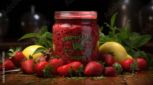 strawberry jam and fruits