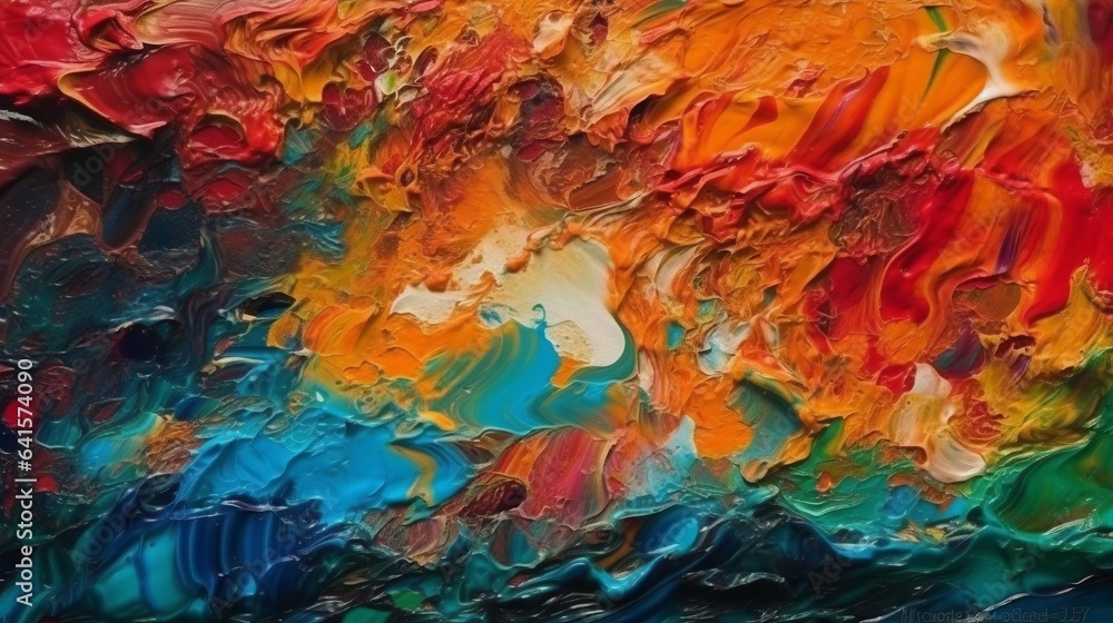 Oil Paint Texture on Canvas, Background for Desktop or Webpage, Very Colorful 