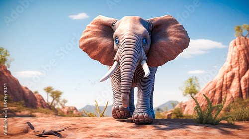 3d render elephants. Realistic wild animal illustration. Generative AI.