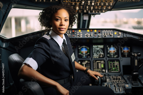 Confident commercial airline pilot ready to fly. 