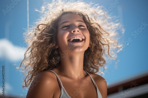 The girl is happy summer sun © sirisakboakaew