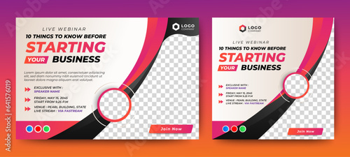 Live webinar online business conference web banner and social media cover template design	