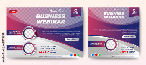 Business Conference live webinar banner invitation and social media post template. Business webinar invitation design. Vector	