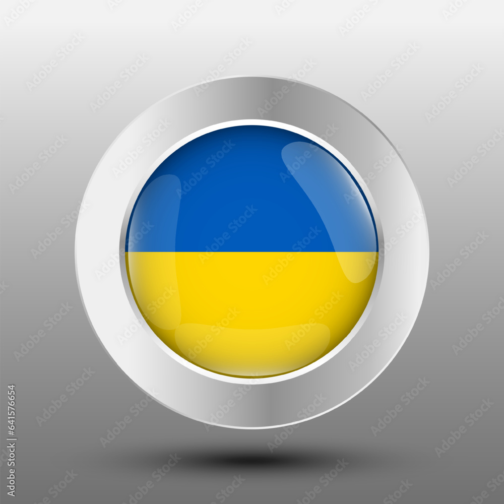 Ukraine round flag metal button background Ukraine round flag metal button background