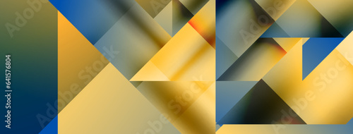 Vivid abstraction unfolds. Triangles in seamless harmony, composing dynamic geometric backdrop. Interplay of angles and hues forms captivating tapestry, evoking modernity and artistic allure