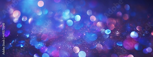 abstract glitter silver, purple, blue lights background. de-focused. banner, Generative AI