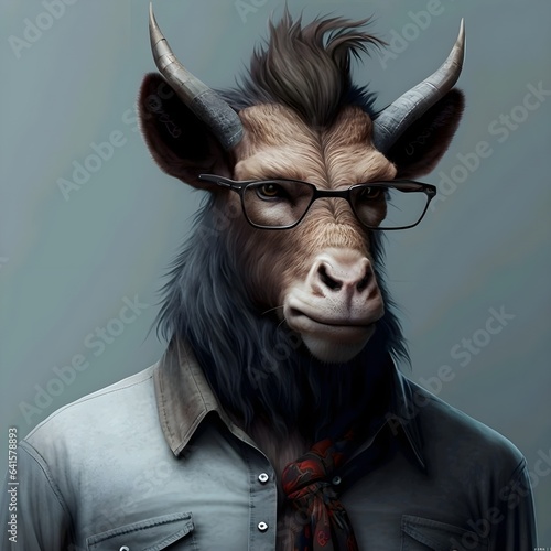 portrait of a goat in coat