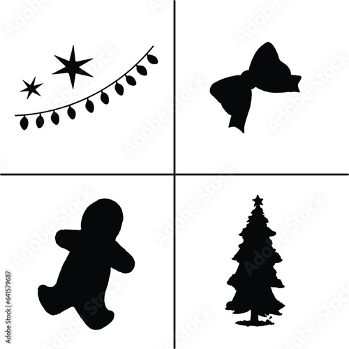 FLAT DESIGN Christmas SILHOUETTE SET



