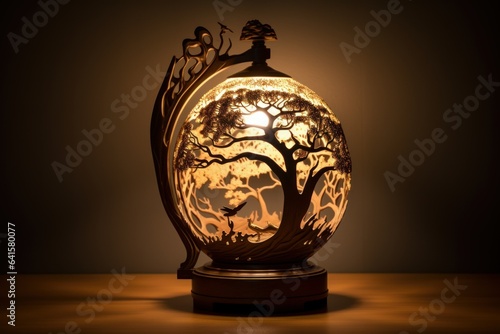 Whimsical Shadows: Night Lamp With Intricate Cut-Outs
